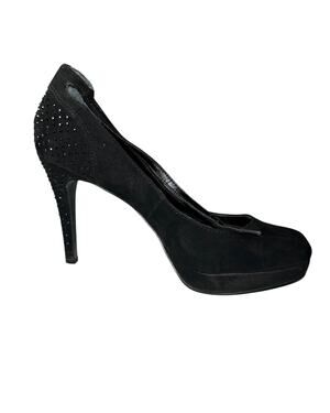 Style & Co Black Rhinestone Platform Pumps Ankle Strap Stiletto Heels Women 8.5M